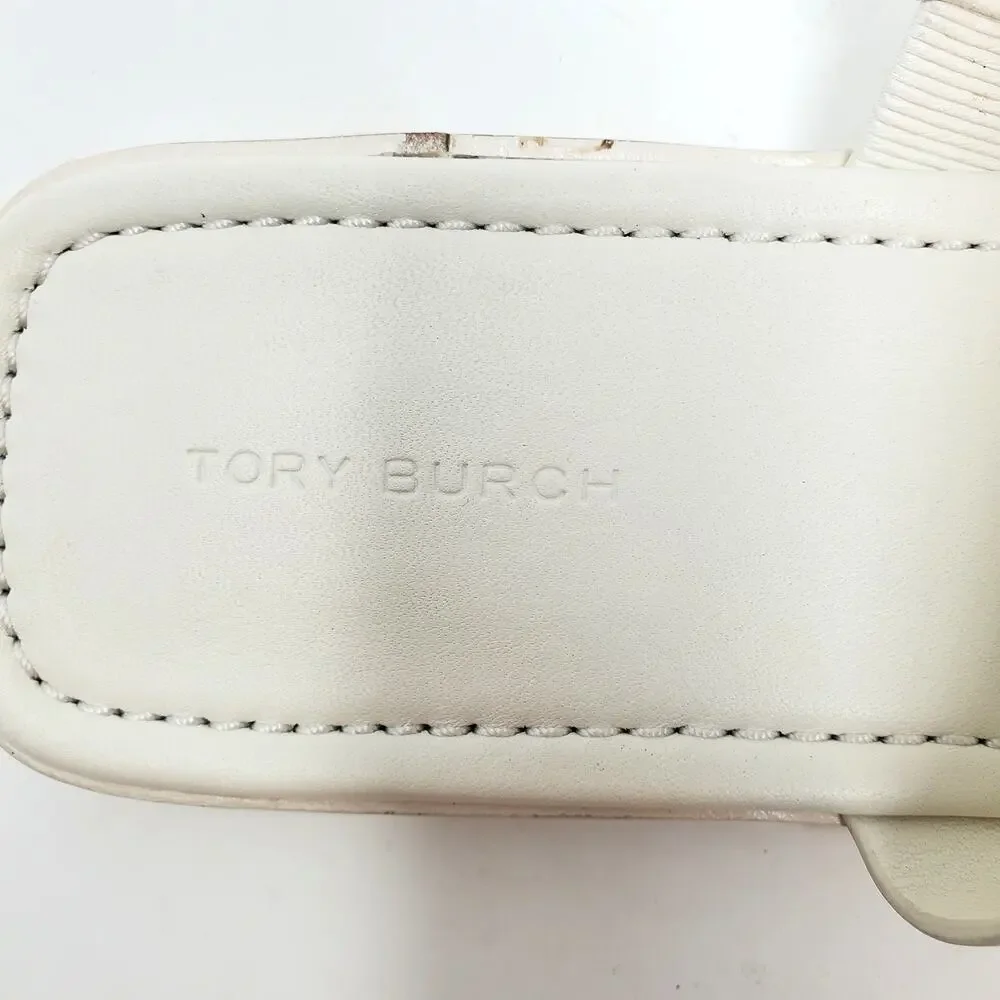 Tory Burch Georgia Flat Thong Sandals New Ivory Calf Leather 161217 Size US 10 M
